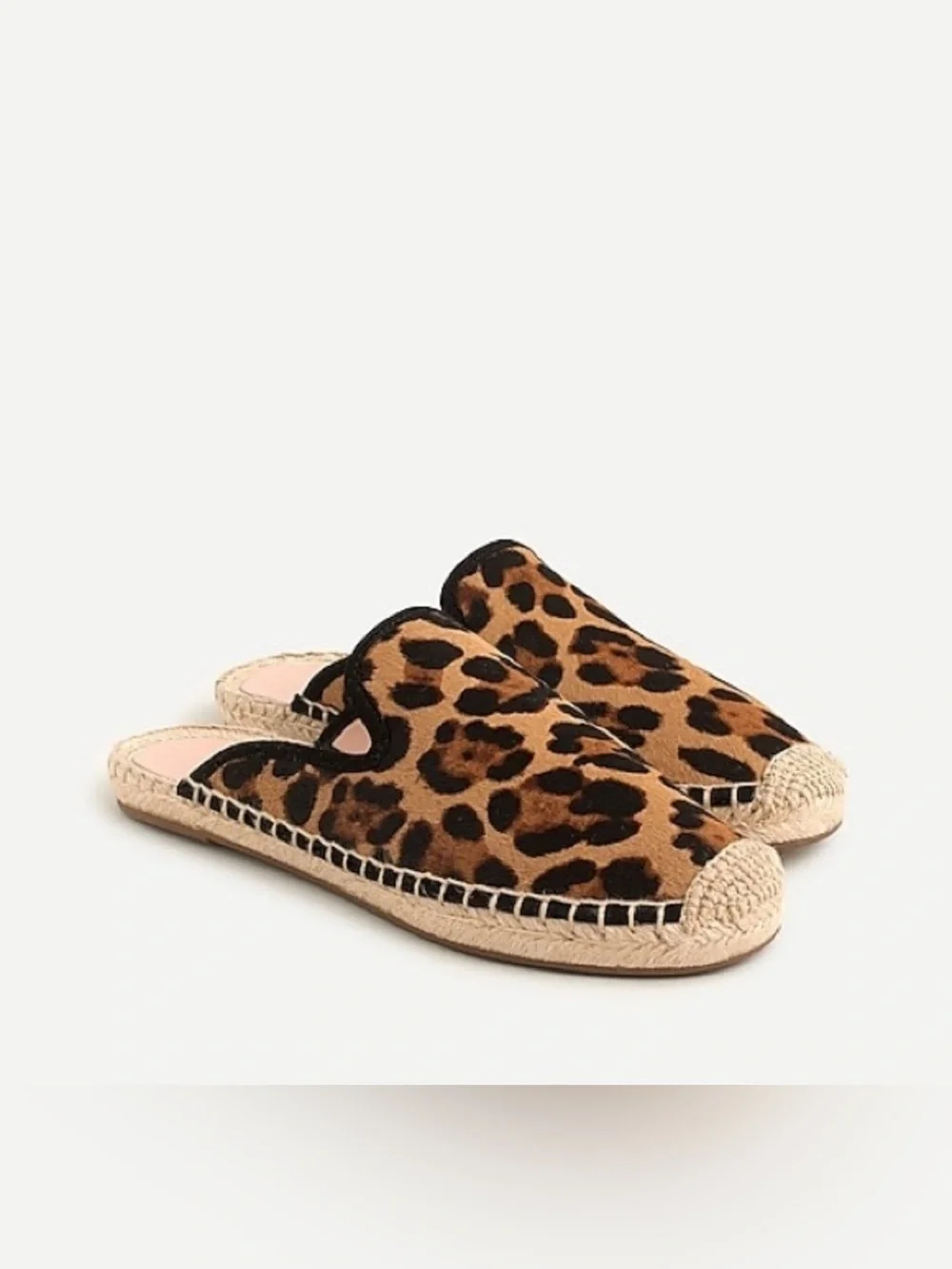J Crew Neutral Leopard Print Calf Hair Slip On Espadrille Sandals Size 8